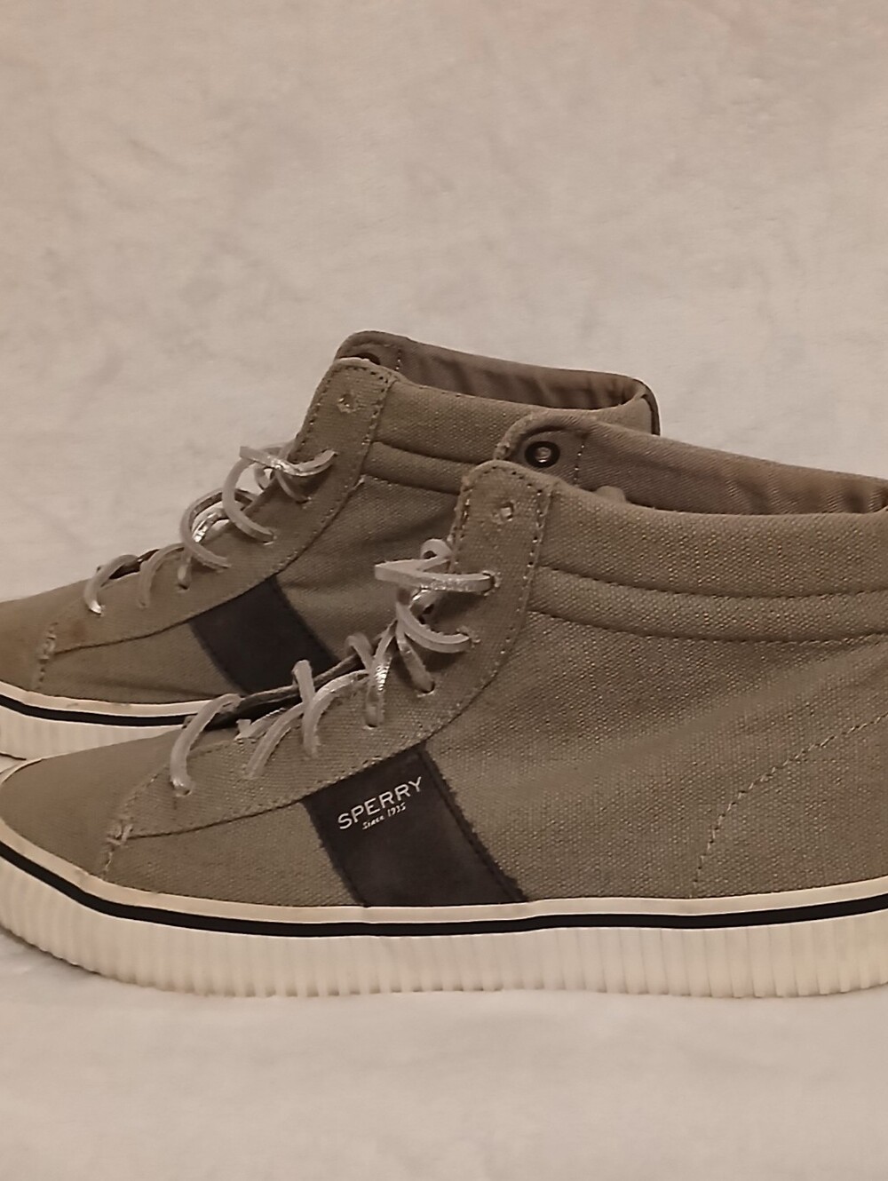 Sperry Rave Verge Top Sider Gray Canvas Sneakers Women's 8.5M Hi-Top Coastal